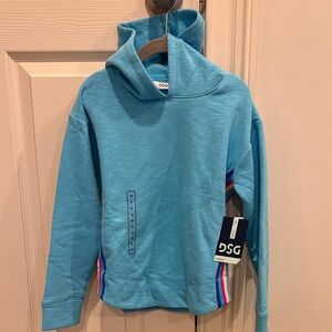 NWT DSG Girls XS Blue Hoodie with Colorful Stripes